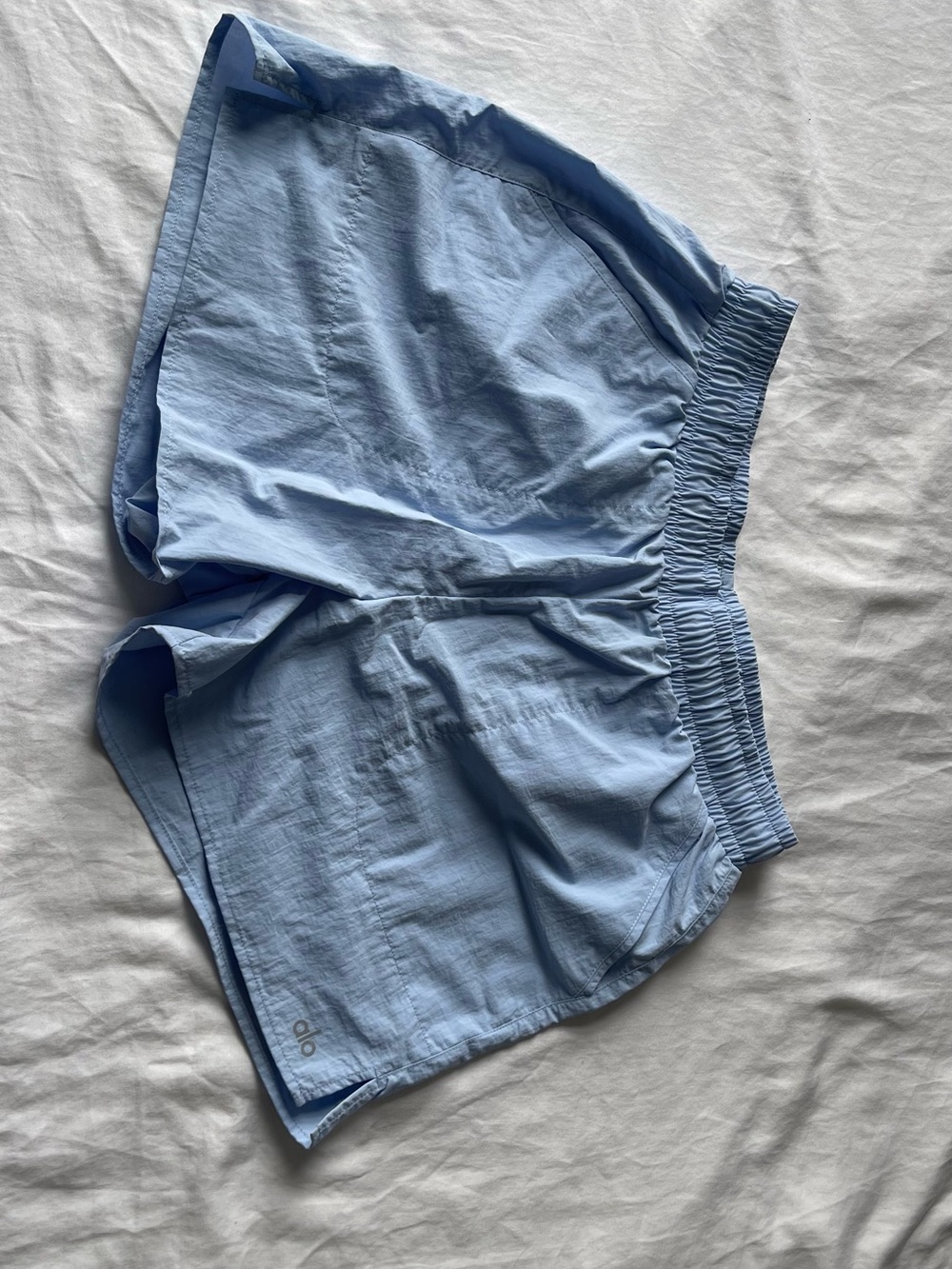 ALO Yoga Seashell Blue Alumni Women’s Athletic Shorts